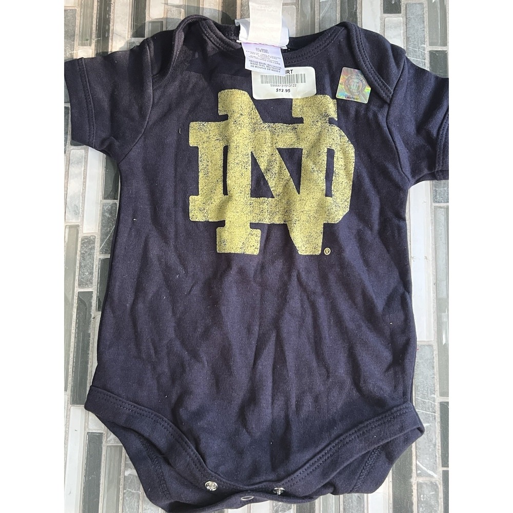 NWT NCAA Notre‎ Dame University Baby Bodysuit 3/6 Months Navy - Picture 2 of 9